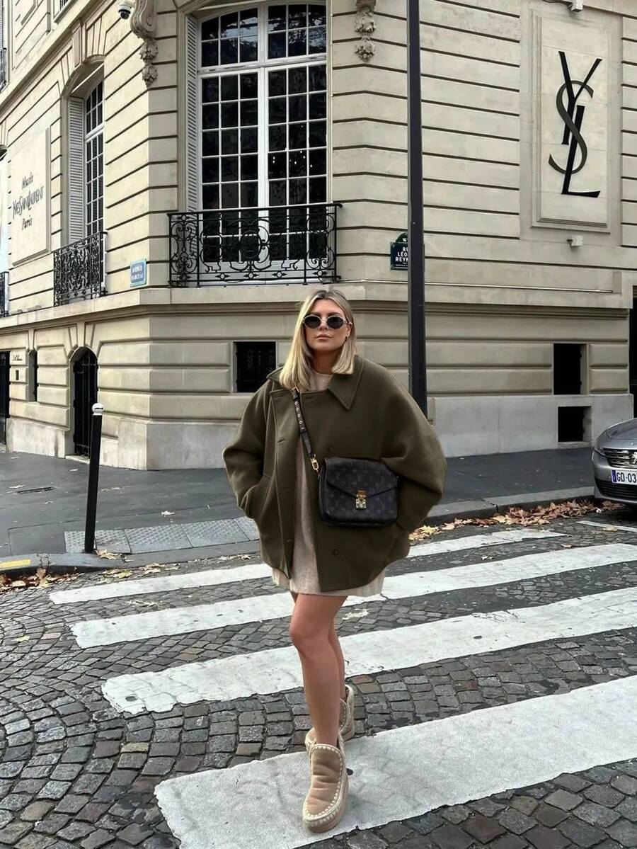 Faye Double Breasted Patch Pocket Overcoat - view 11
