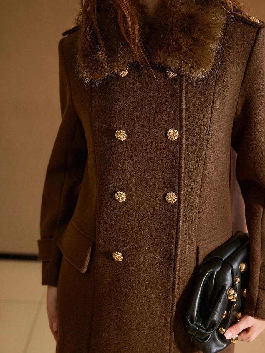 Zelie Double Breasted Collared Longline Overcoat - view 6