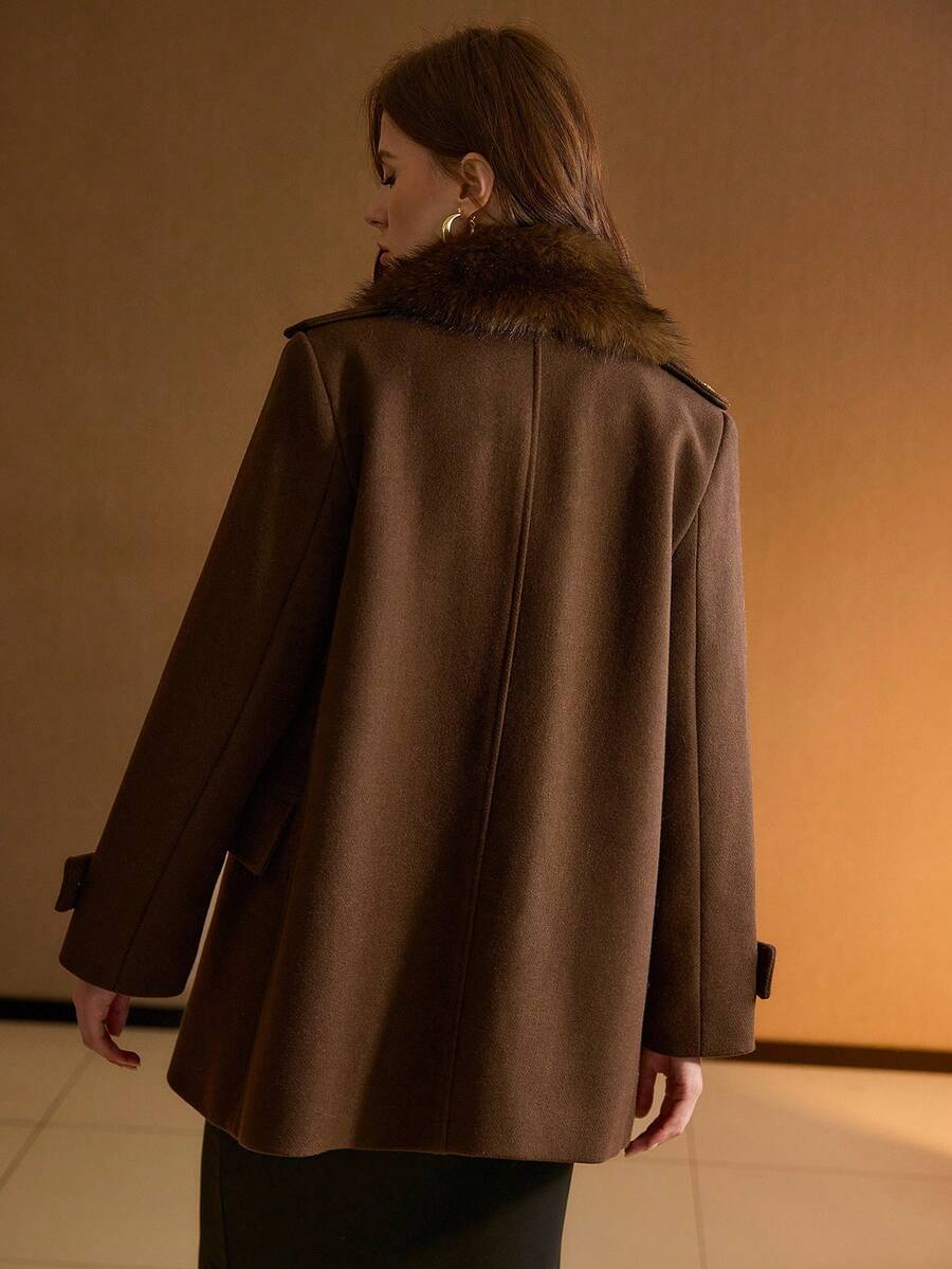 Zelie Double Breasted Collared Longline Overcoat - view 7