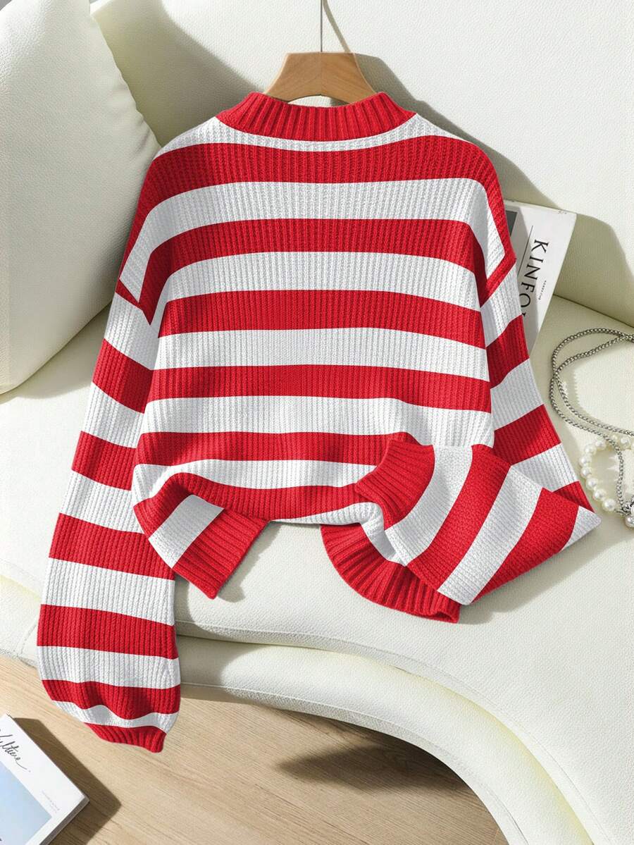 Tove Striped Drop Shoulder Balloon Sleeve Sweater - view 10