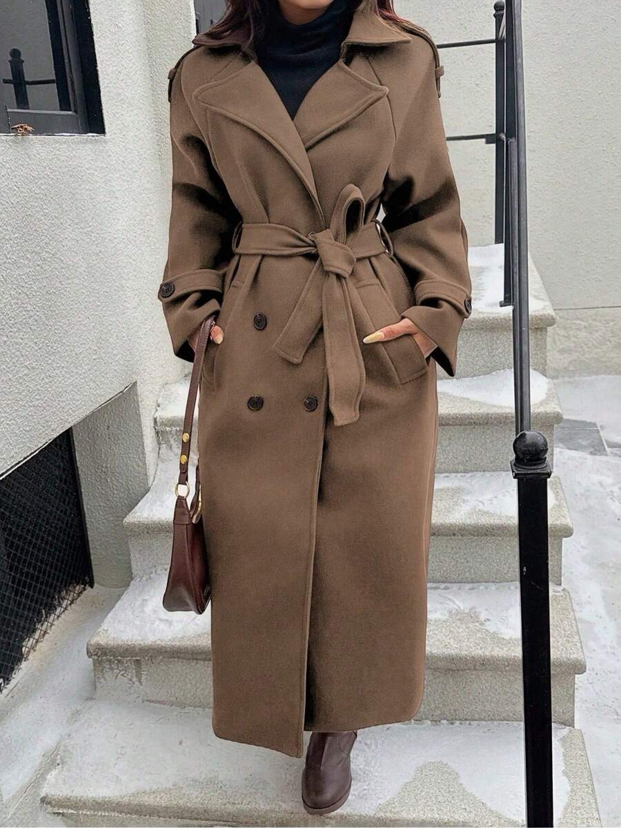 Romy Belted Notch Lapel Longline Overcoat - view 7