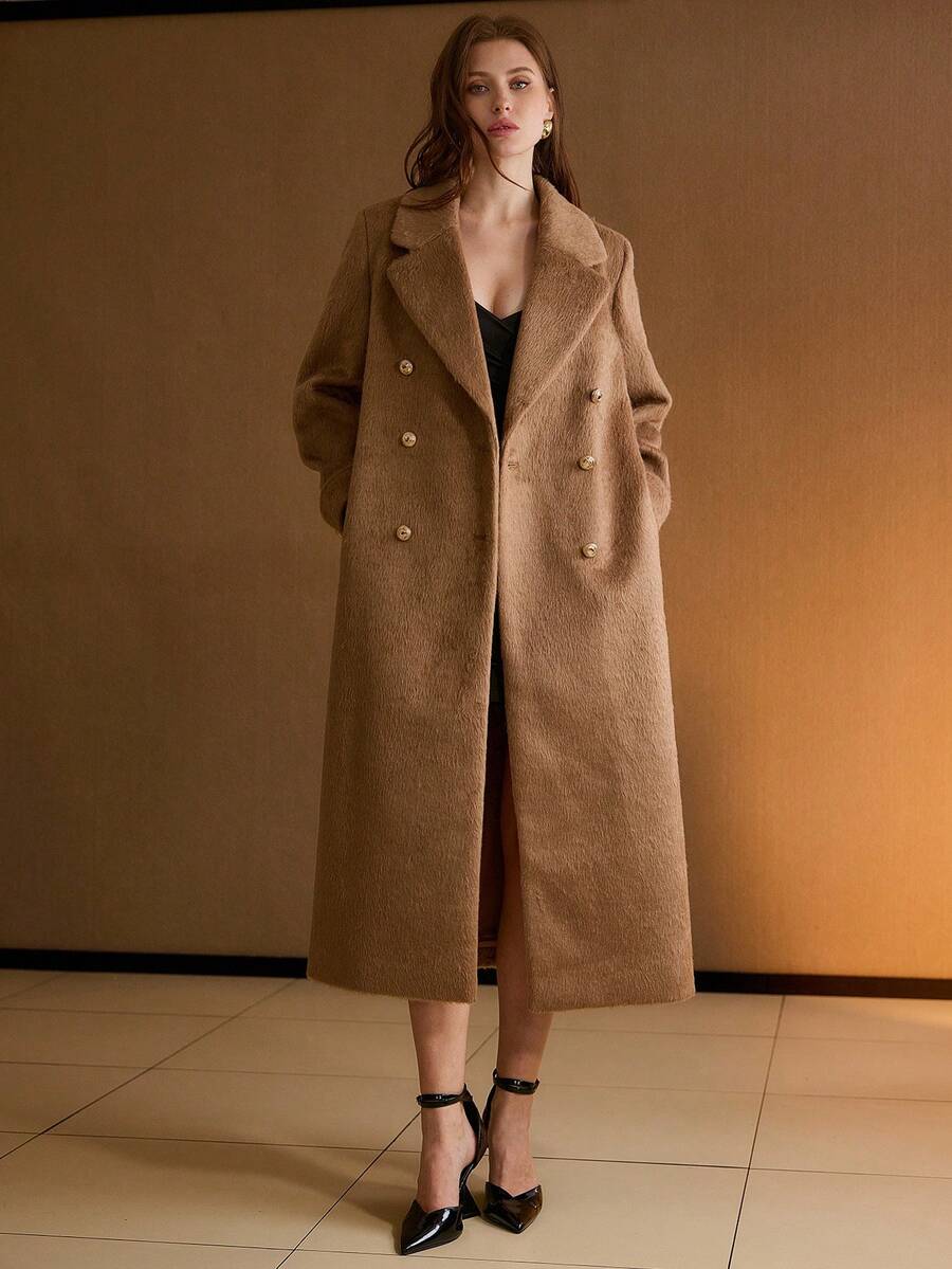 Lea Belted Double Breasted Notch Lapel Longline Overcoat - view 6