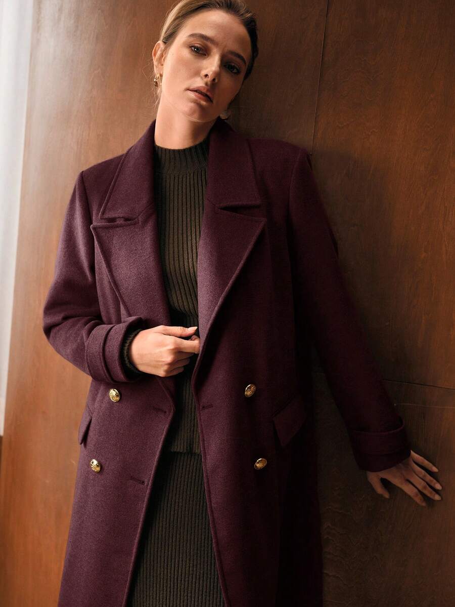 Manon Belted Double Breasted Collared Longline Overcoat - view 9