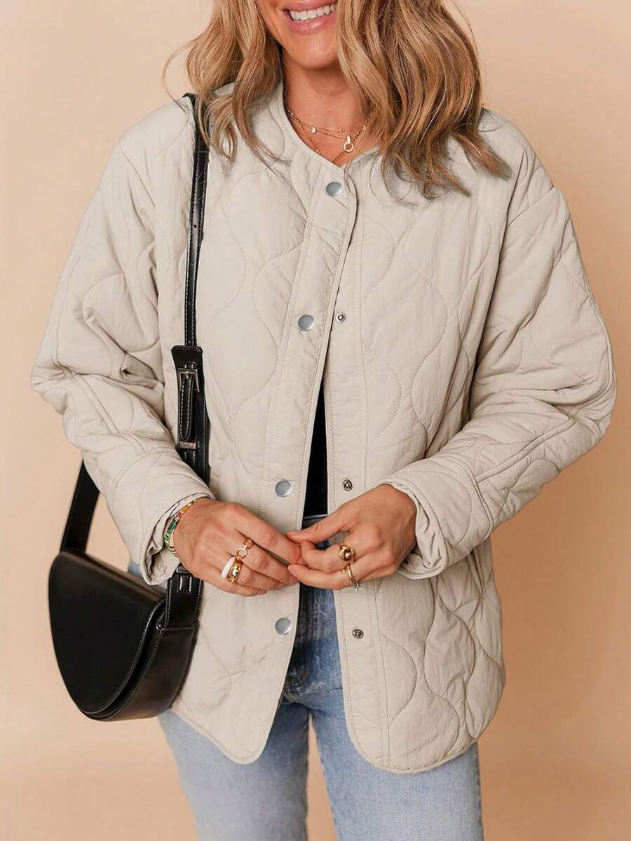 Anneliese Quilted Snap Front Jacket - front view