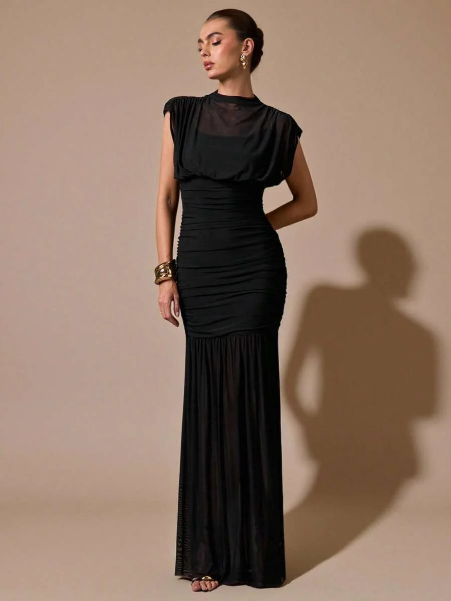 Sloane Ruched Draped Maxi Dress - view 4