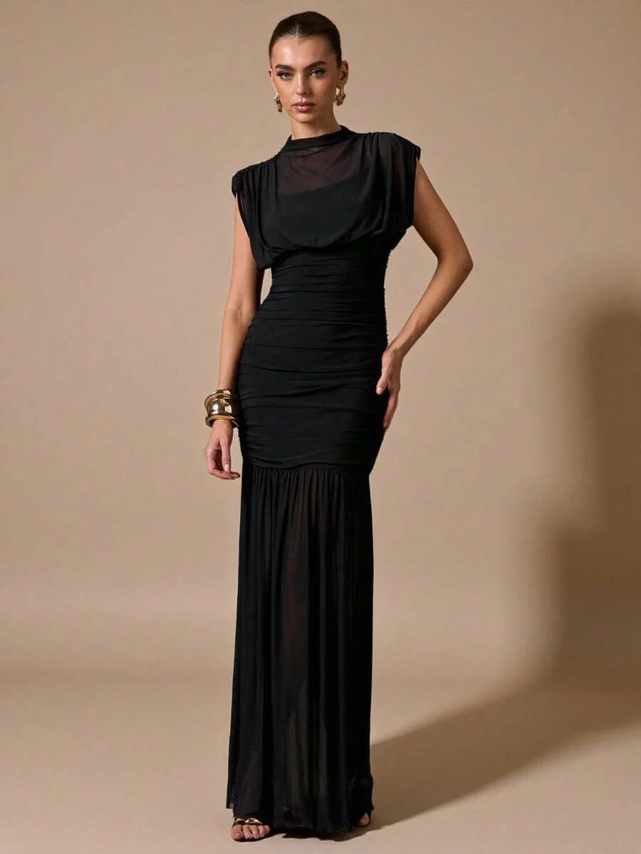 Sloane Ruched Draped Maxi Dress - view 5