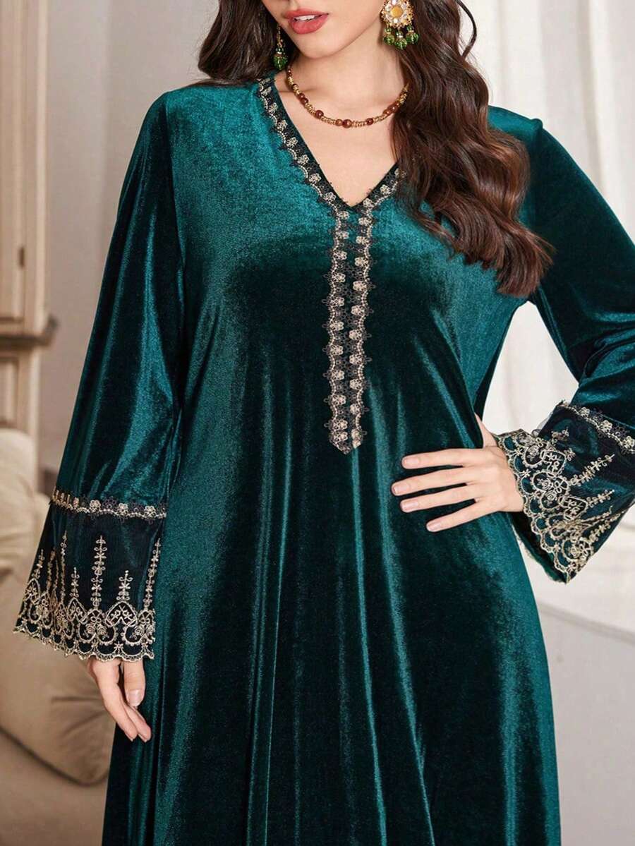 Nova Embroidered Flare Sleeve Maxi Dress - view 3