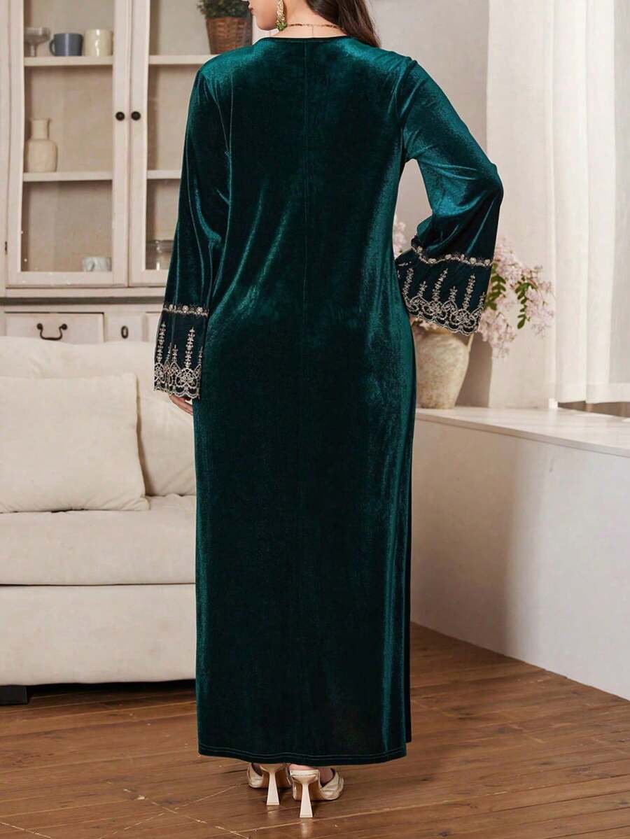 Nova Embroidered Flare Sleeve Maxi Dress - view 2