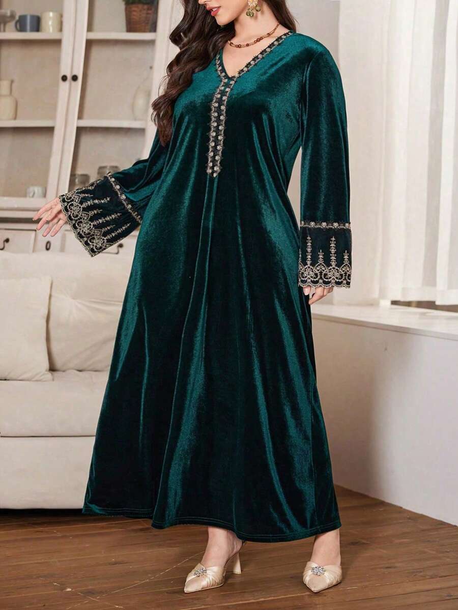 Nova Embroidered Flare Sleeve Maxi Dress - view 4