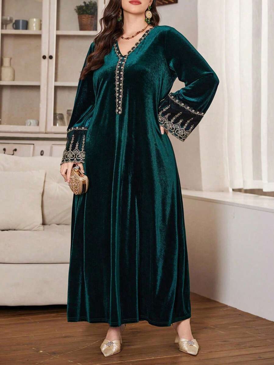 Nova Embroidered Flare Sleeve Maxi Dress - view 5