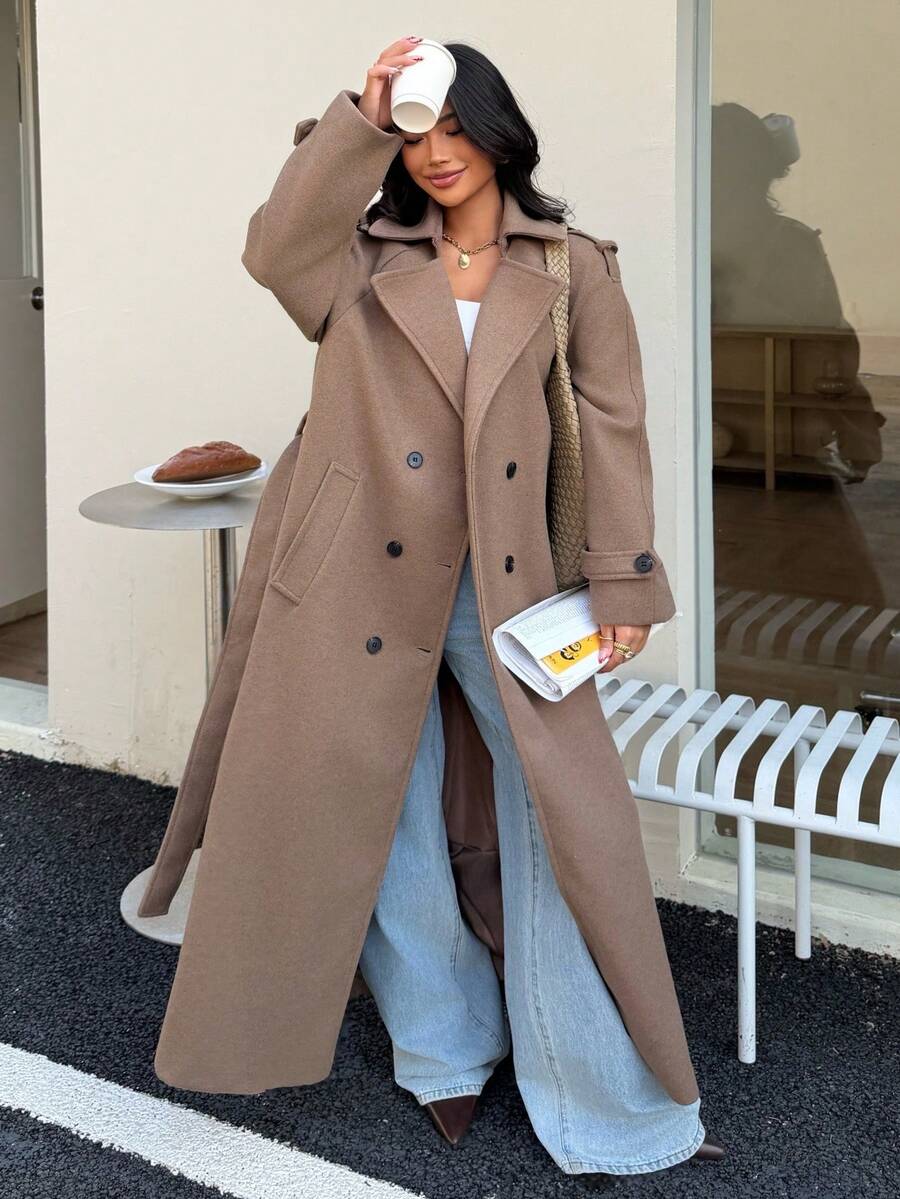 Romy Belted Notch Lapel Longline Overcoat - view 4