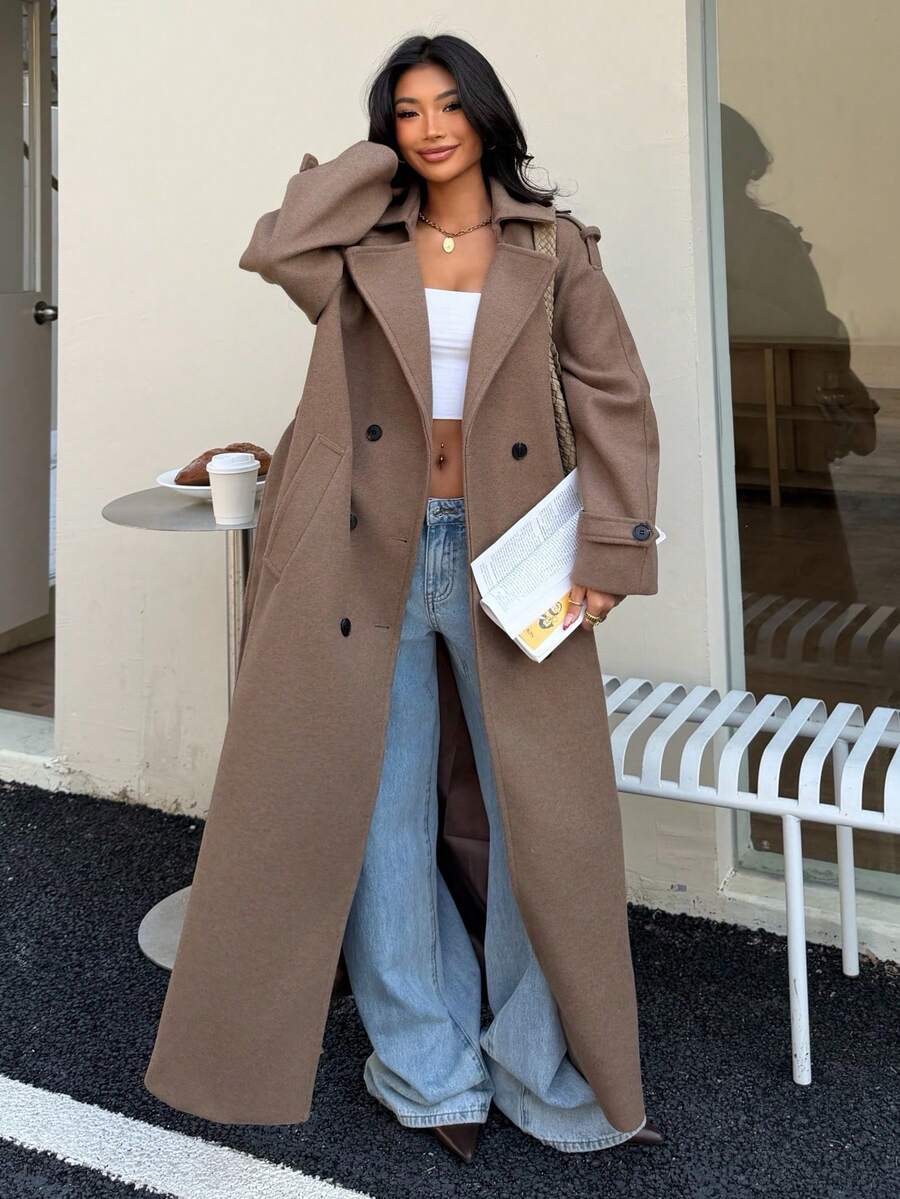 Romy Belted Notch Lapel Longline Overcoat - view 6