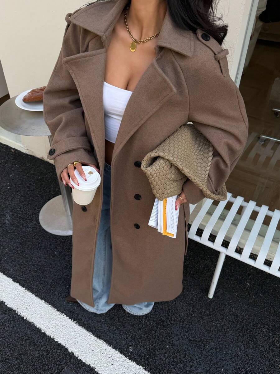 Romy Belted Notch Lapel Longline Overcoat - view 2