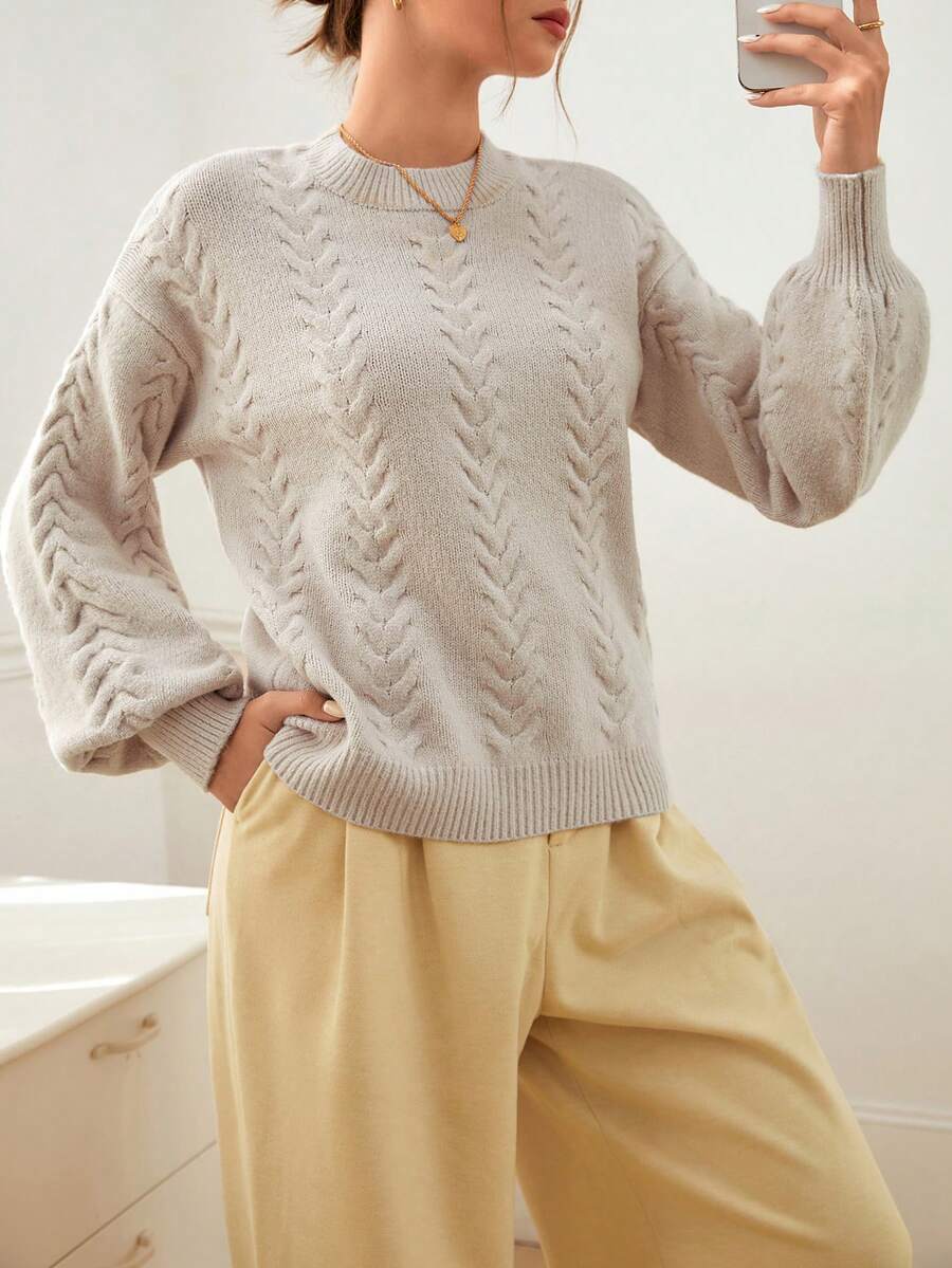 Ava Turtleneck Drop Shoulder Sweater - front view