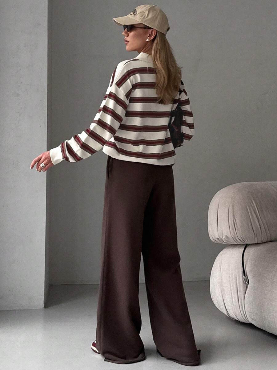 Ida Striped Drop Shoulder Loose Fit Sweater - view 7