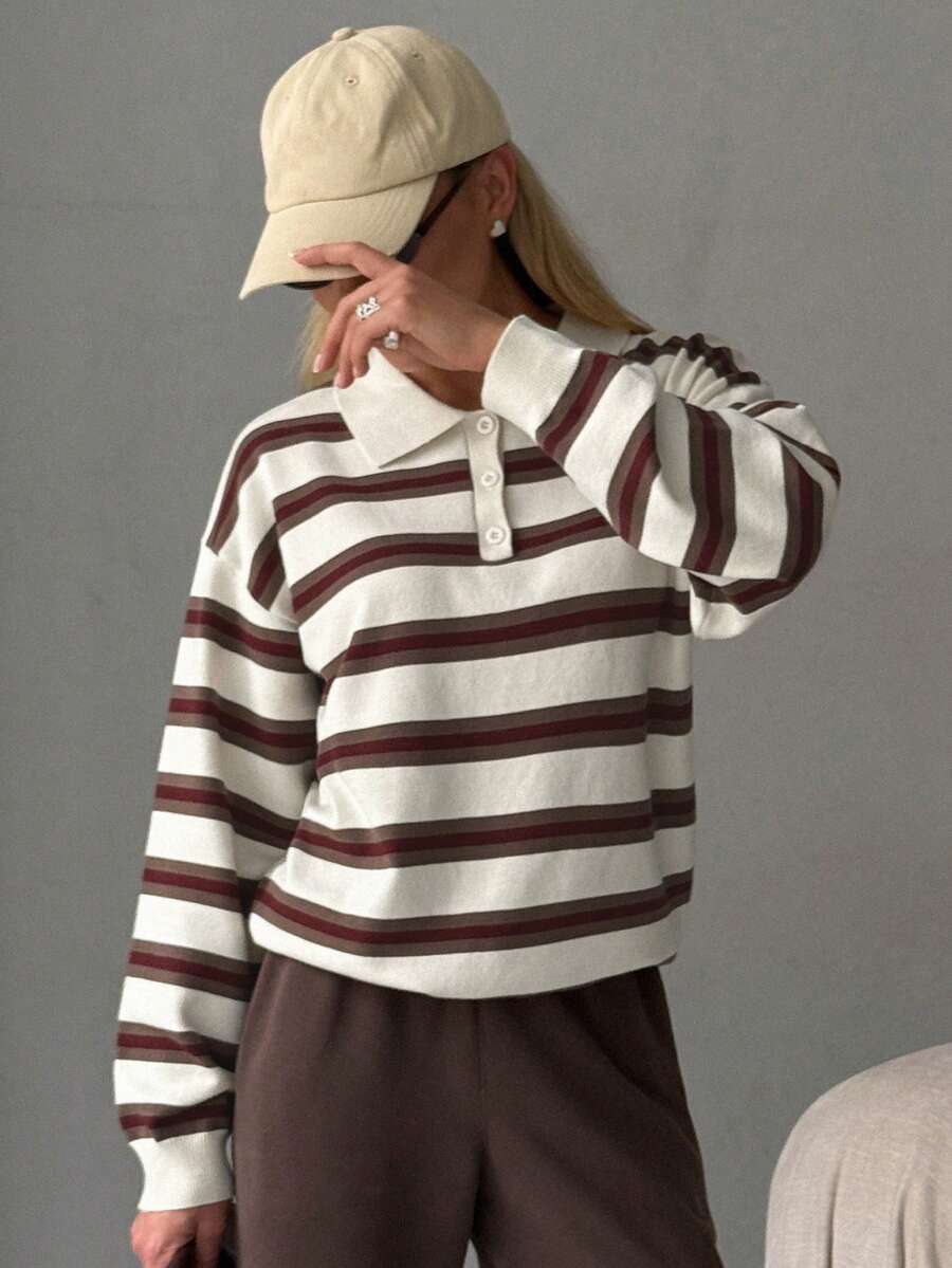 Ida Striped Drop Shoulder Loose Fit Sweater - view 4