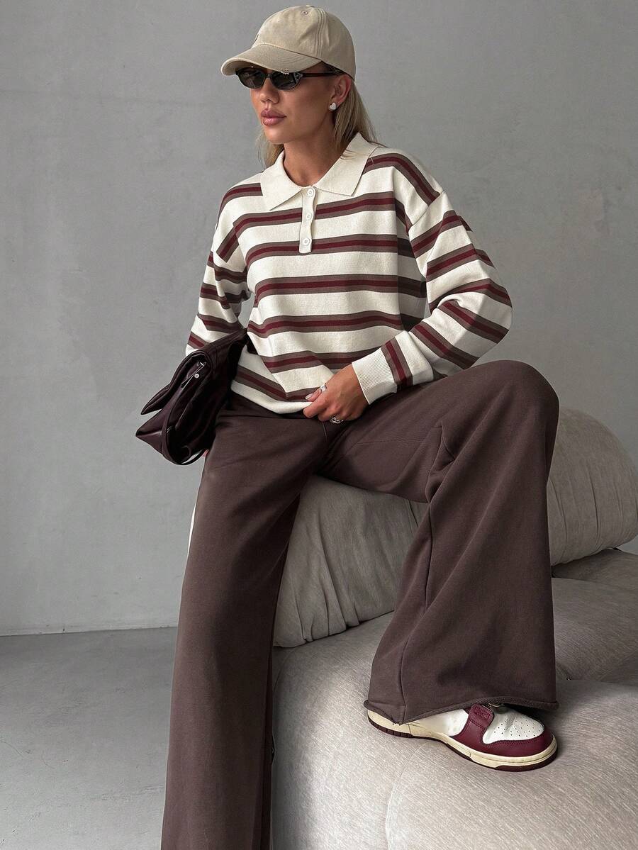 Ida Striped Drop Shoulder Loose Fit Sweater - view 5