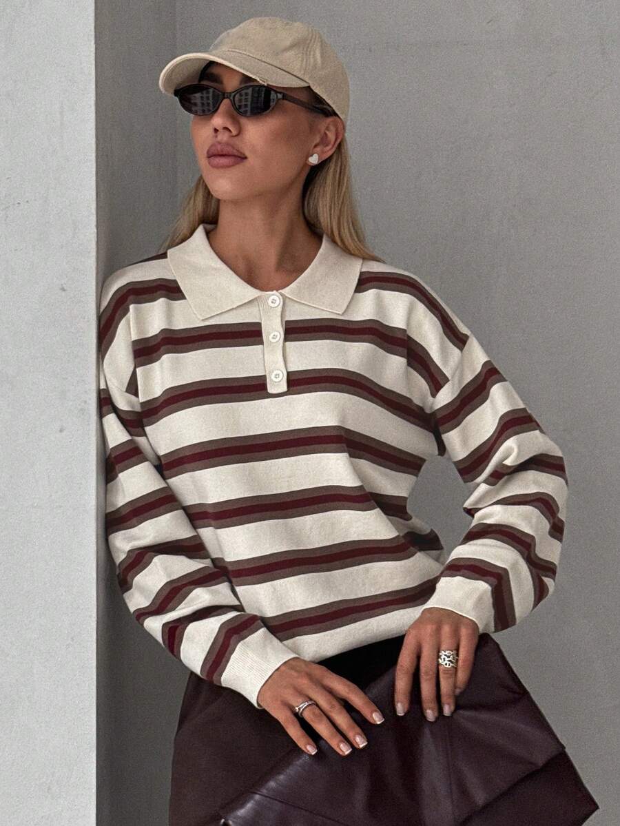 Ida Striped Drop Shoulder Loose Fit Sweater - view 2