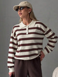 Ida Striped Drop Shoulder Loose Fit Sweater - front view
