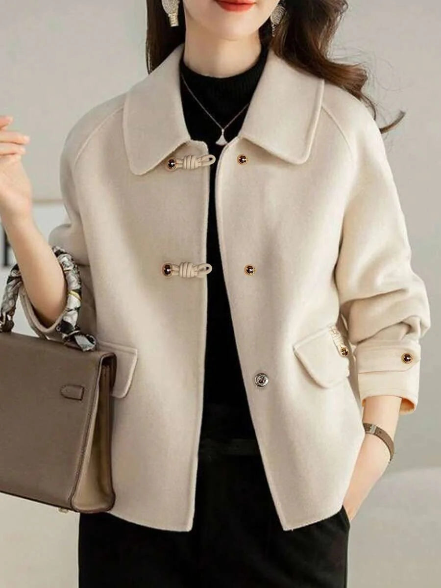 Nell Toggle Button Collared Overcoat - front view