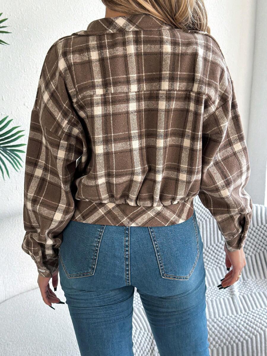 Tess Plaid Balloon Sleeve Cropped Overcoat - view 2