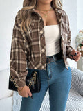 Tess Plaid Balloon Sleeve Cropped Overcoat - front view