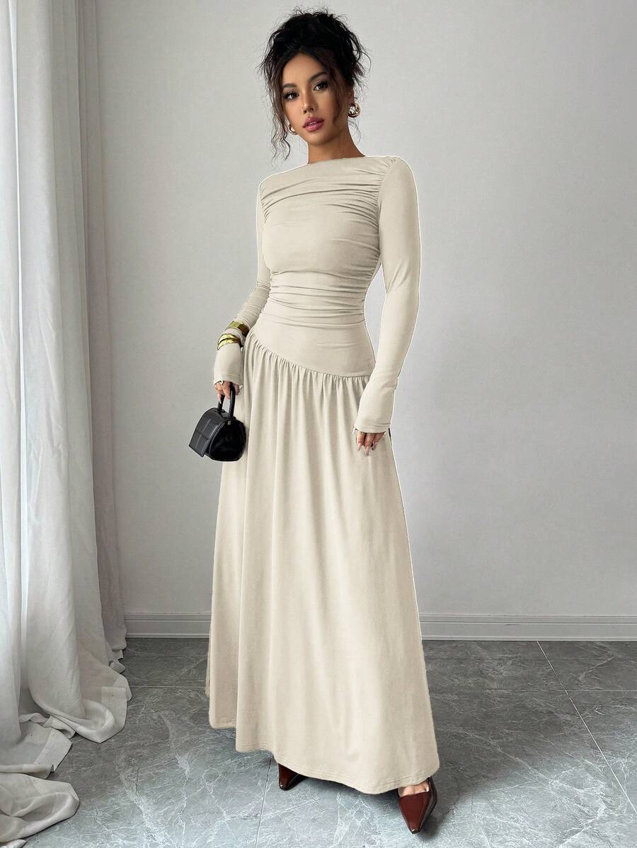 Isabella Boat Neck Long Sleeve Maxi Dress - view 5