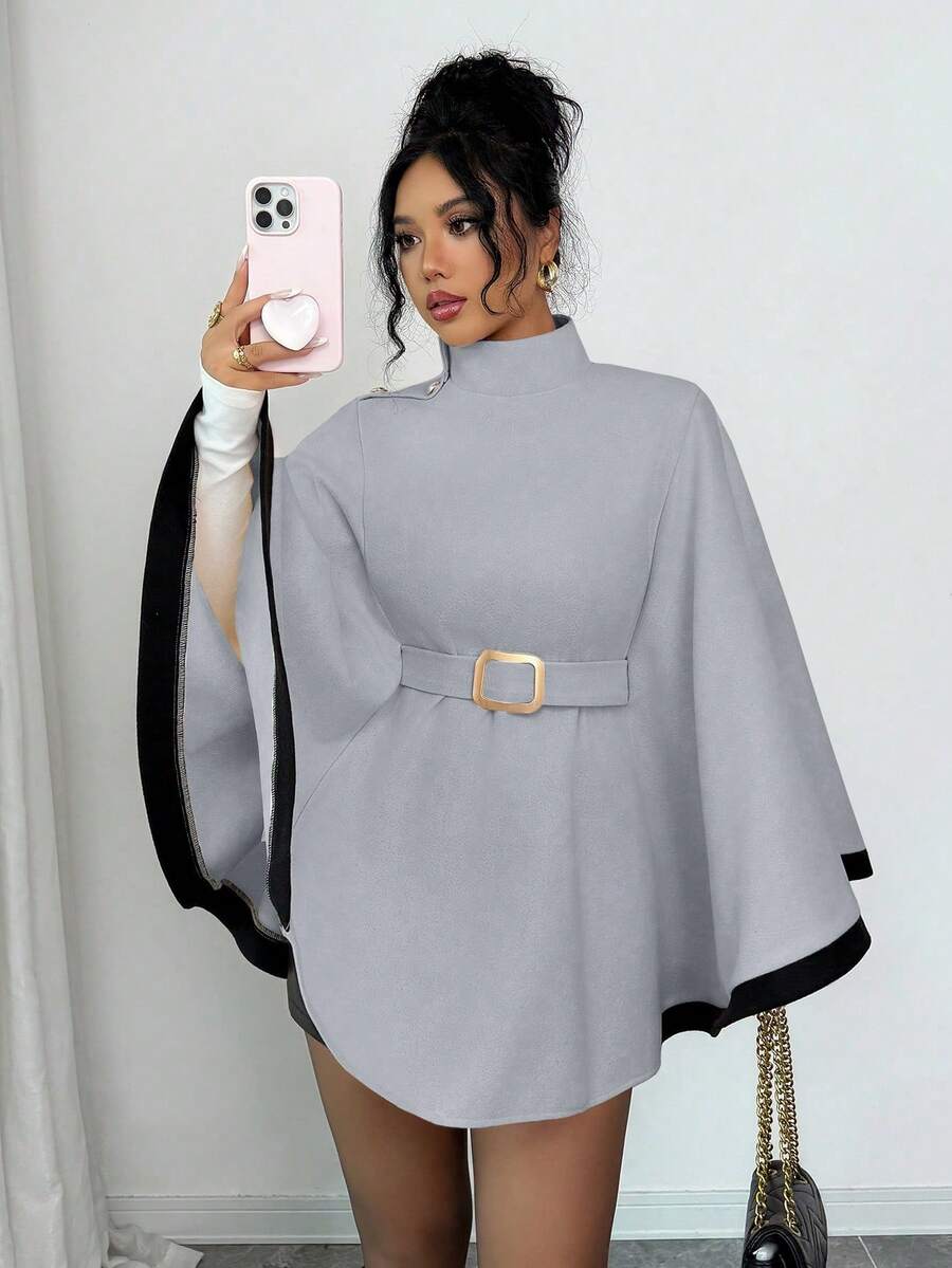 Greta Belted Flare Sleeve Poncho Cape - view 9