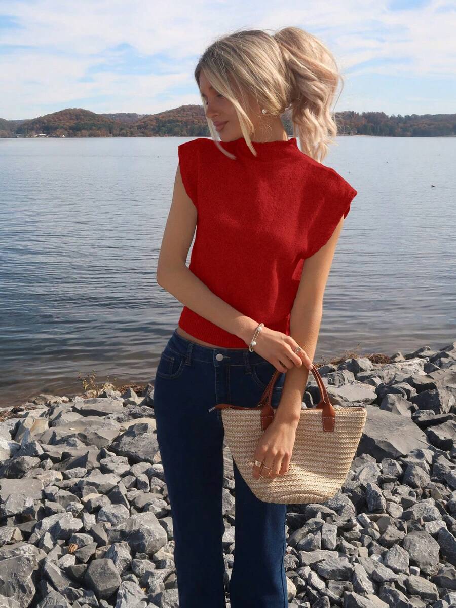 Ayla Turtleneck Cap Sleeve Shirt - view 5