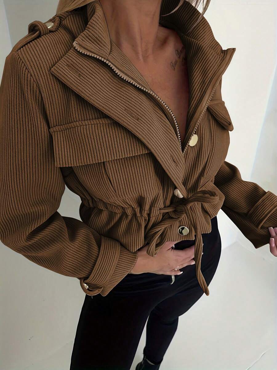 Seraphine Ribbed Cropped Zip Front Jacket - view 4