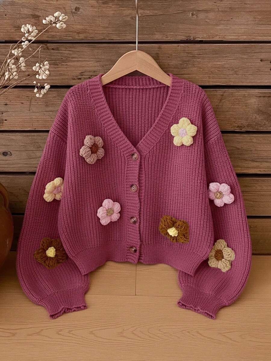 Valentina Button Front V Neck Cropped Cardigan - view 5