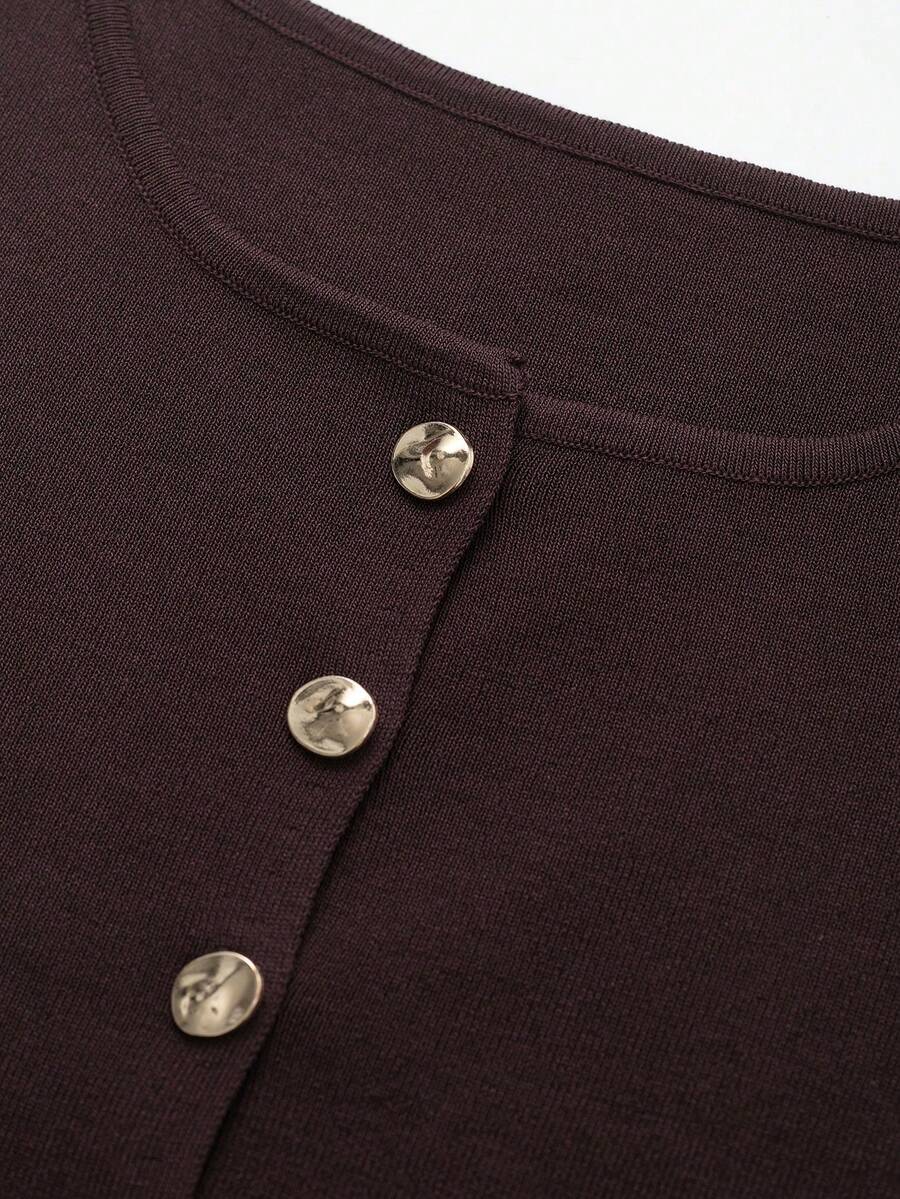 Selin Ribbed Button Front Sleeveless Top - view 16