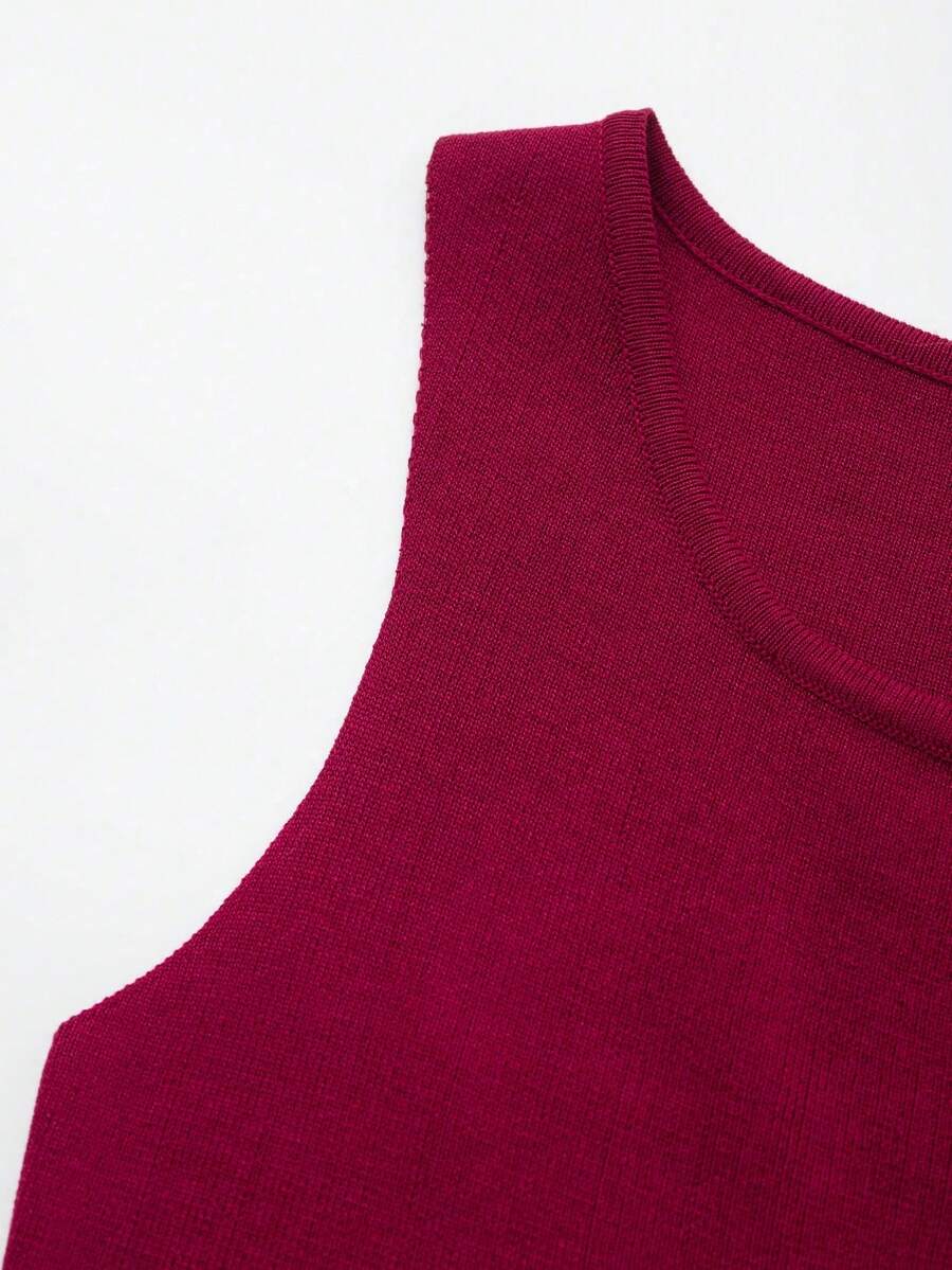 Selin Ribbed Button Front Sleeveless Top - view 11