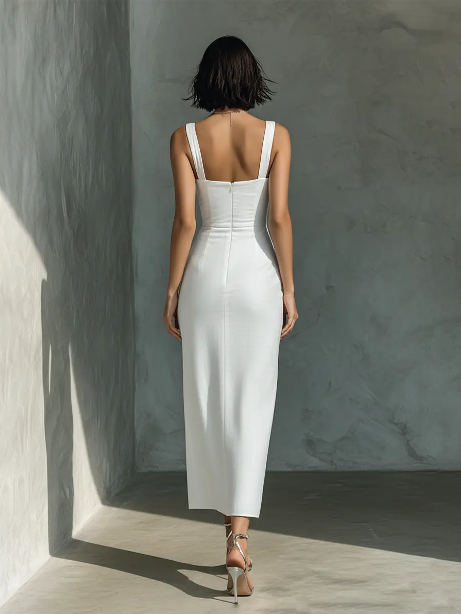 Sable White Textured Midi Dress - view 5
