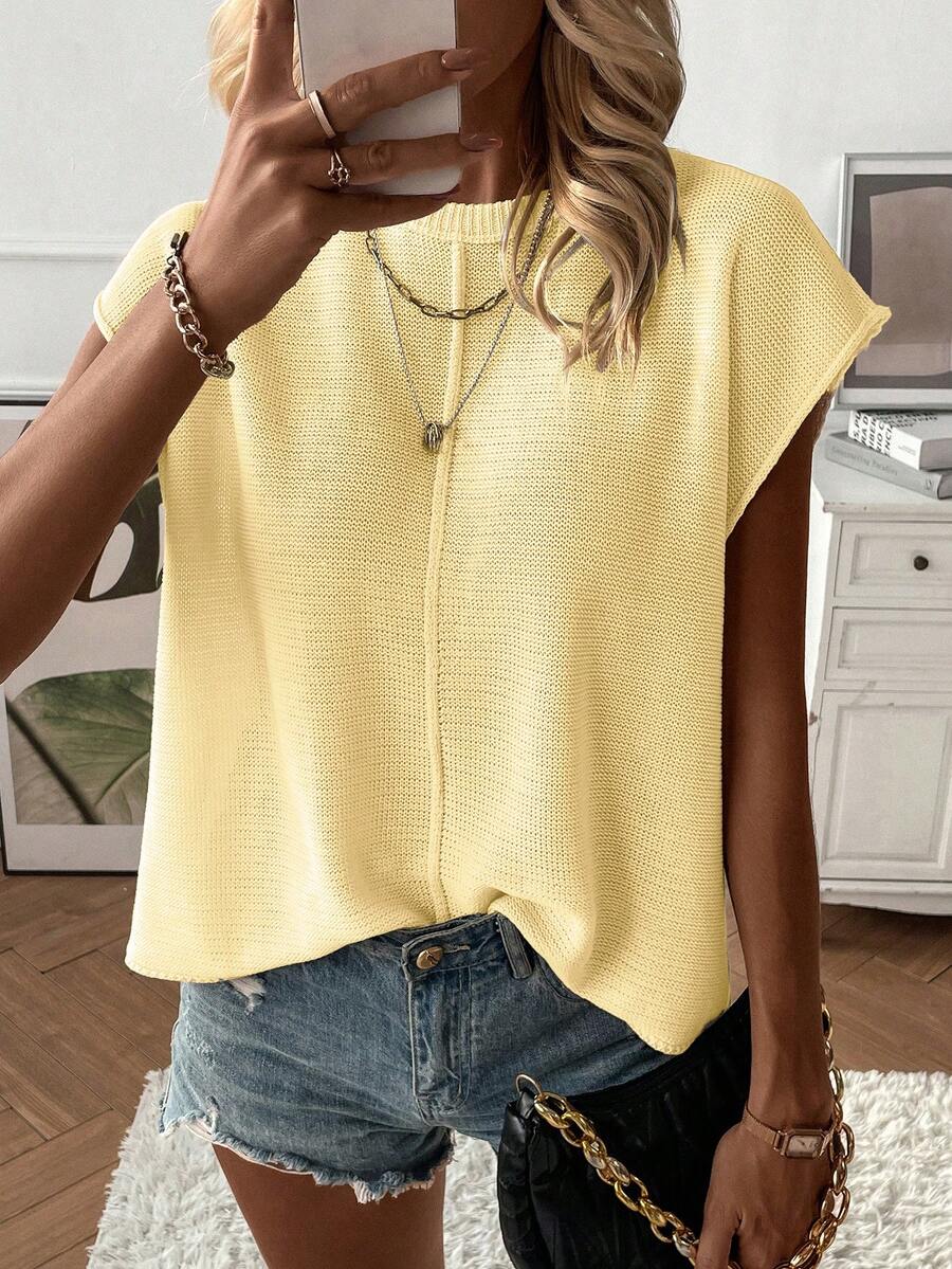 Scarlett Oversized Round Neck Cap Sleeve Blouse - view 6