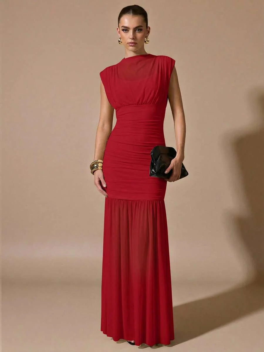 Sloane Ruched Draped Maxi Dress - view 7