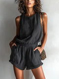 Ines Striped Romper - front view