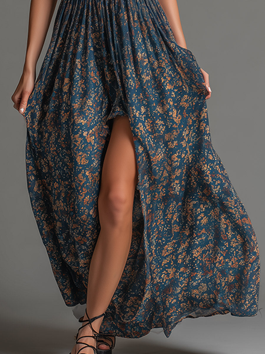 Evadine - Women's Floral Chiffon Maxi Dress Bohemian