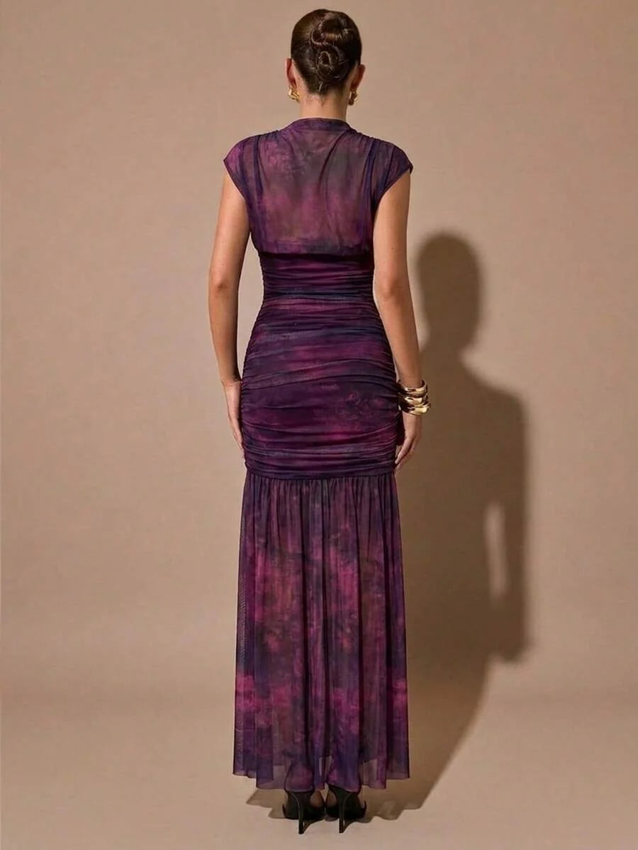 Sloane Ruched Draped Maxi Dress - view 10