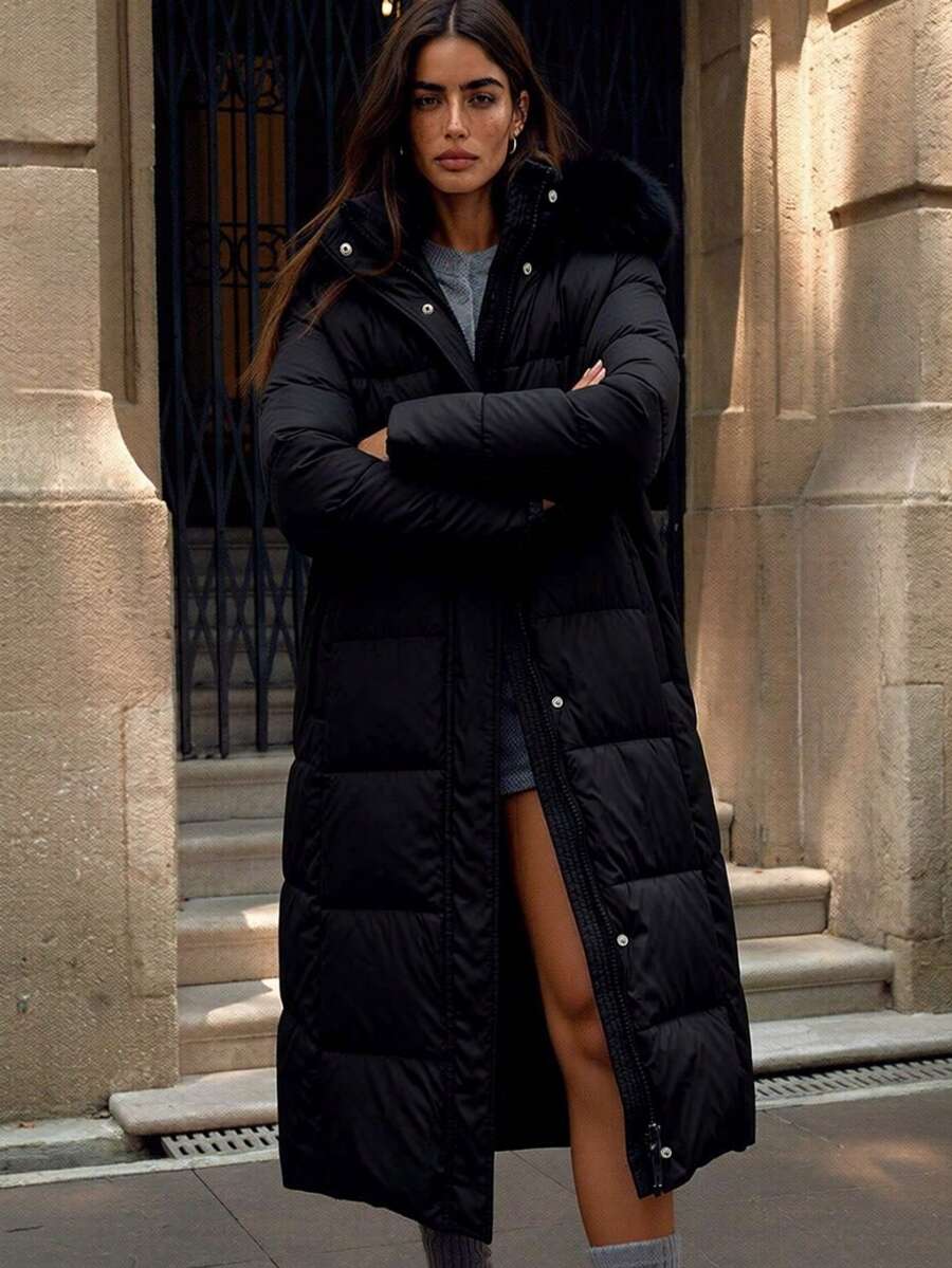Amira Belted Longline Hooded Puffer Jacket - view 7
