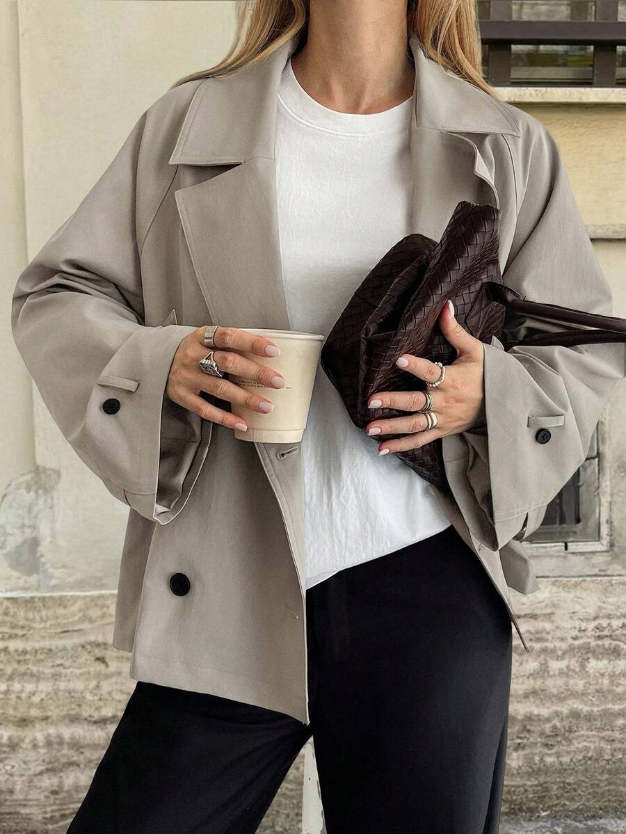 Anna Oversized Double Breasted Notch Lapel Overcoat - view 5