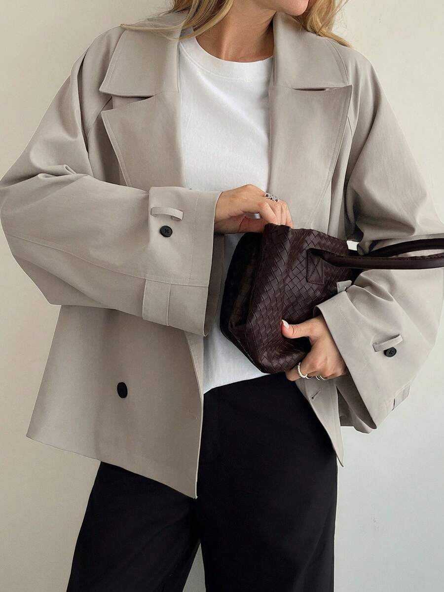 Anna Oversized Double Breasted Notch Lapel Overcoat - view 7