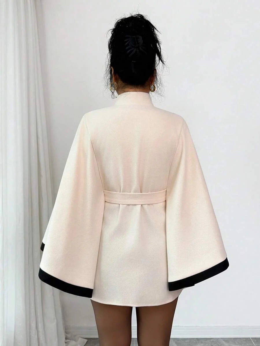 Greta Belted Flare Sleeve Poncho Cape - view 2