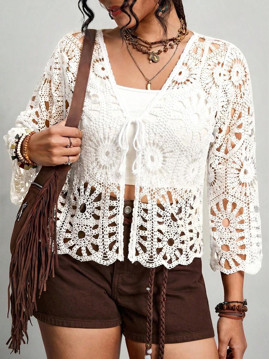 Josefine Crochet Tie Front Cardigan - view 6