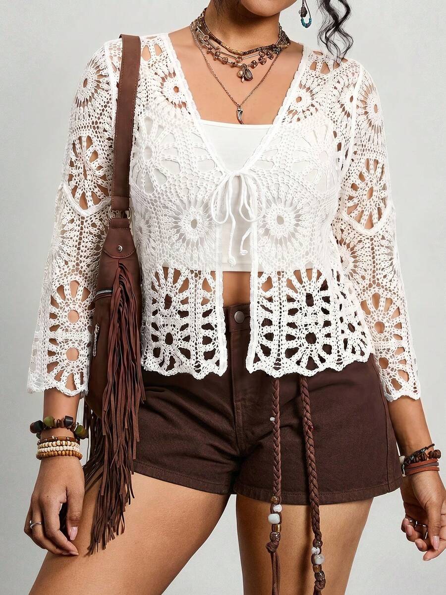 Josefine Crochet Tie Front Cardigan - view 8