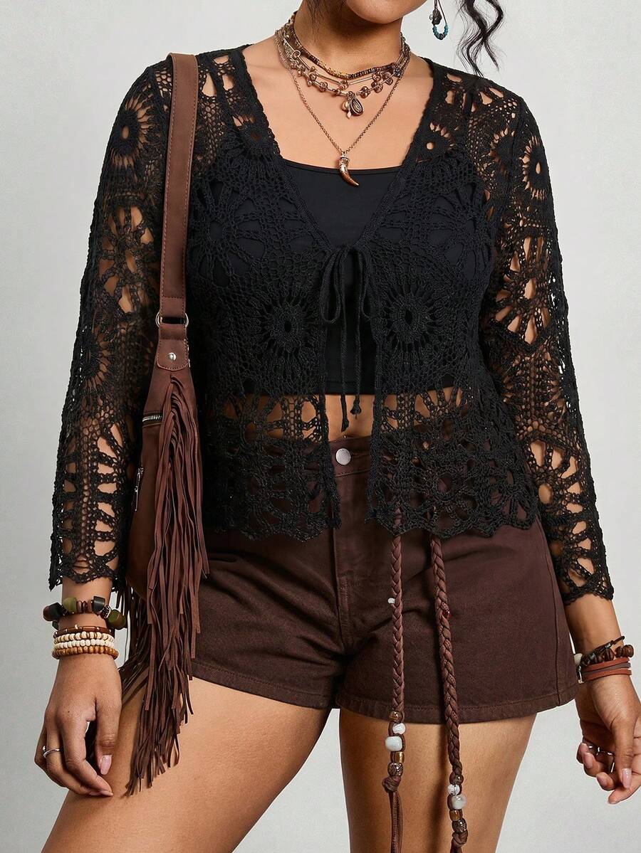Josefine Crochet Tie Front Cardigan - view 5