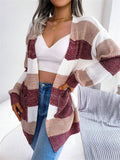 Rosalind | Striped Color-Block Open-Front Longline Cardigan