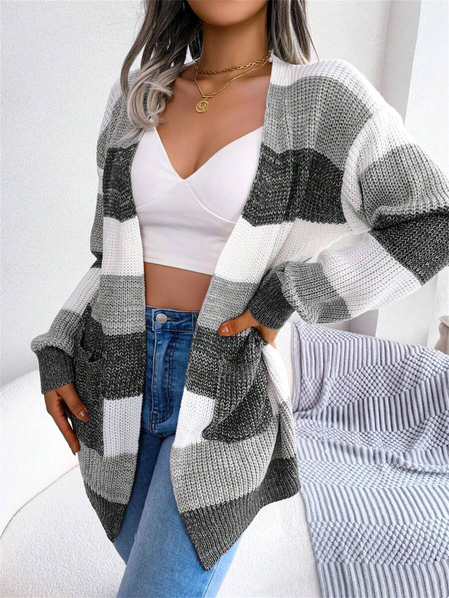 Farah Striped Open Front Cardigan - front view