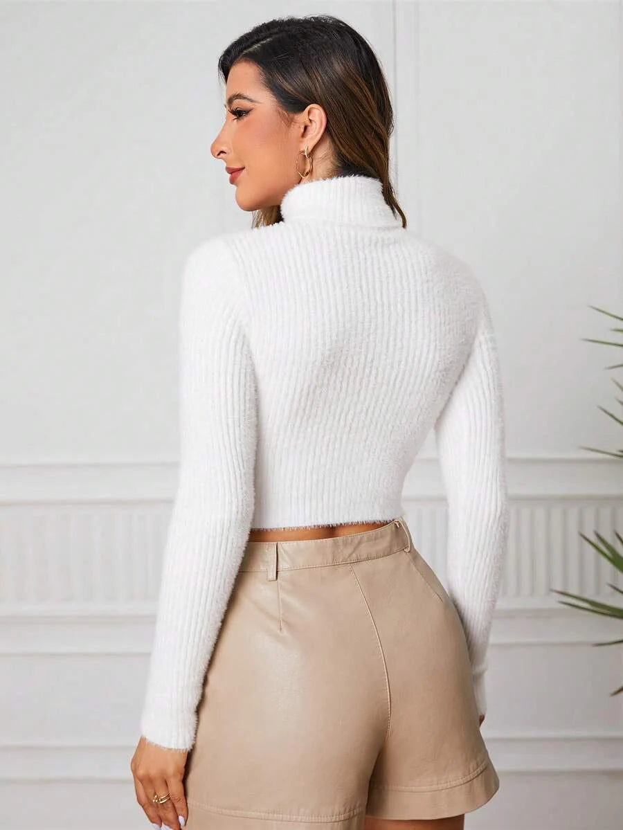 Maja Cropped Turtleneck Slim Fit Sweater - view 2