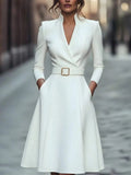 Cecily Belted V Neck Midi Dress - view 2